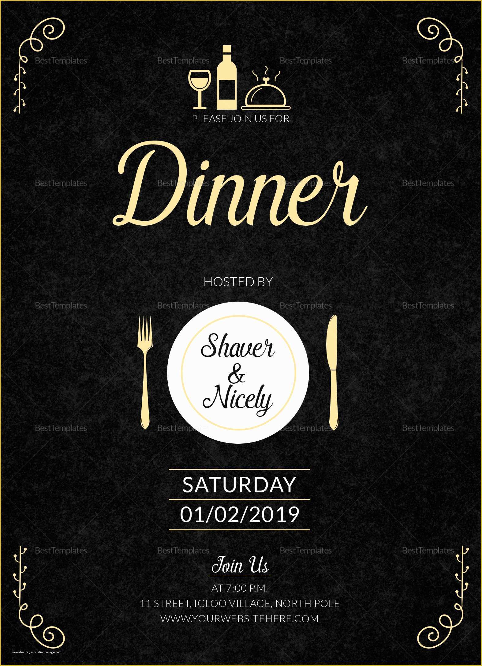 Dinner Invitation Card Template Free Of Dinner Invitation Card Design Template In Word Psd Publisher