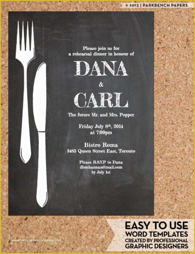 Dinner Invitation Card Template Free Of Rehearsal Dinner Invitation Chalkboard Chic Diy Word