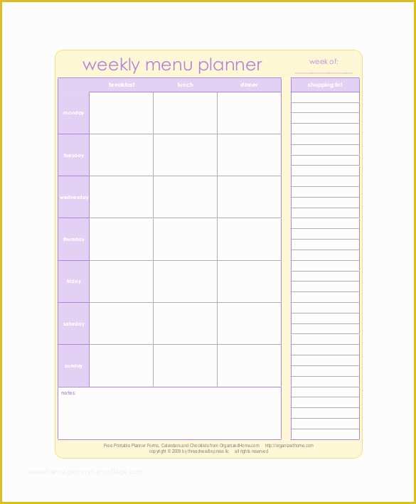 Dinner Menu Template Free Download Of 31 Menu Planner Templates Free Sample Example format