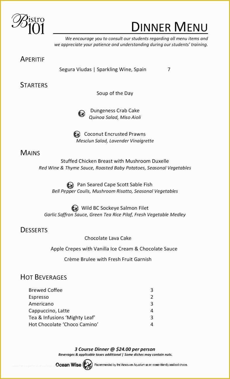 Dinner Menu Template Free Download Of 9 Menu Designs