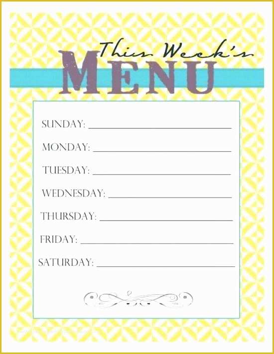 Dinner Menu Template Free Download Of Editable Weekly Meal Planner Template Printable for Blank