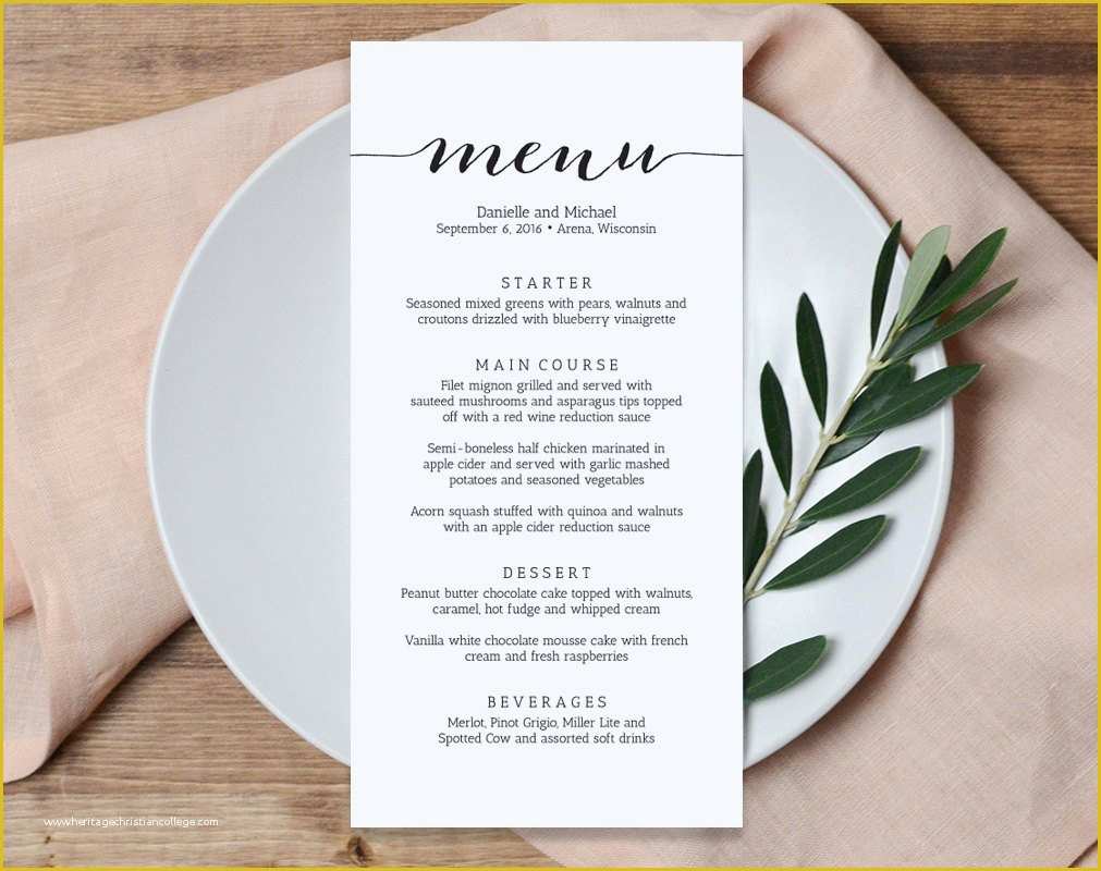 Dinner Menu Template Free Download Of Wedding Menu Printable Template Printable Menu Menu