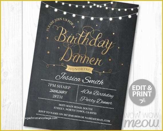 Dinner Party Invitation Templates Free Download Of Birthday Dinner Party Invite Instant Download Any Age 30th