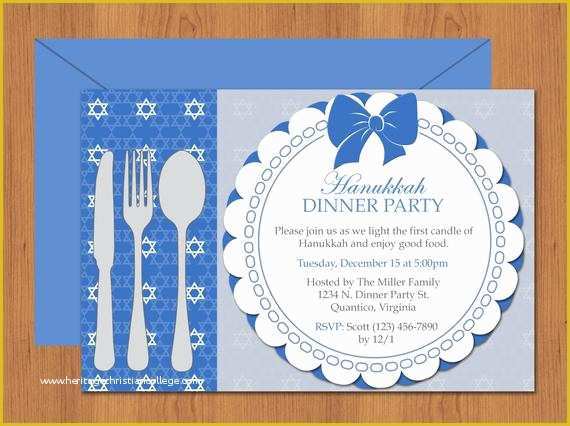 Dinner Party Invitation Templates Free Download Of Hanukkah Dinner Party Invitation Editable Template