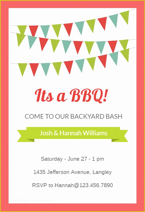 Dinner Party Invitation Templates Free Download Of Red Pennants Free Bbq Party Invitation Template