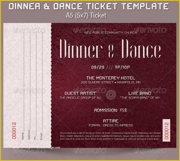Dinner Ticket Template Free Of 11 Dinner Ticket Templates Psd Ai Vector Eps