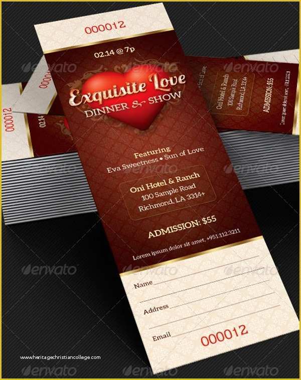 Dinner Ticket Template Free Of 70 Ticket Templates
