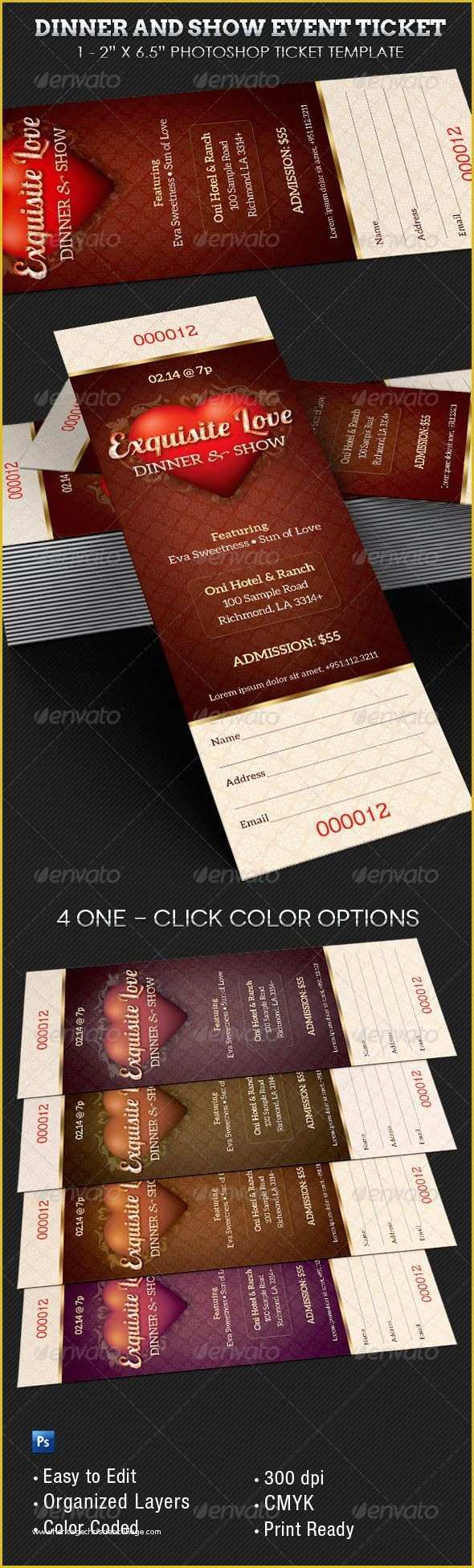 Dinner Ticket Template Free Of Dinner and Dance event Ticket Template