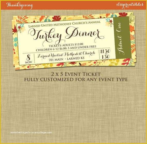 Dinner Ticket Template Free Of Fall Turkey Dinner event Ticket Harvest