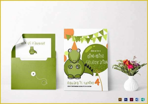 Dinosaur Birthday Invitation Template Free Of 16 Animal Birthday Invitation Templates Free Vector Eps