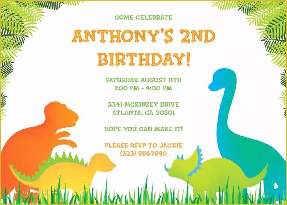 Dinosaur Birthday Invitation Template Free Of 17 Dinosaur Birthday Invitations How to Sample Templates