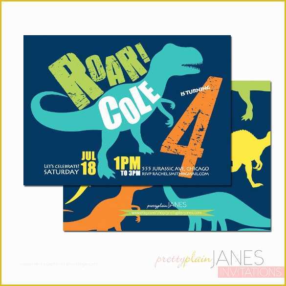 Dinosaur Birthday Invitation Template Free Of 26 Dinosaur Birthday Invitation Templates – Free Sample