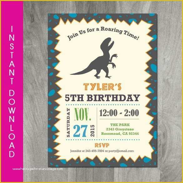 Dinosaur Birthday Invitation Template Free Of 29 Dinosaur Birthday Invitation Designs &amp; Templates Psd