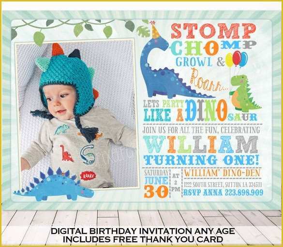 Dinosaur Birthday Invitation Template Free Of 29 Dinosaur Birthday Invitation Designs &amp; Templates Psd