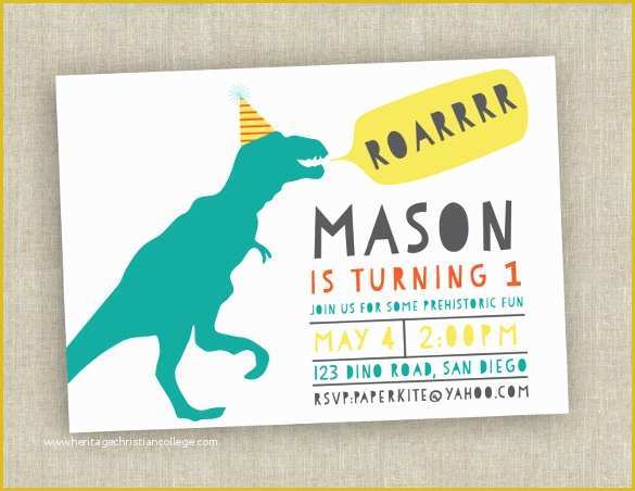 Dinosaur Birthday Invitation Template Free Of 38 First Birthday Invitation Templates – Word Psd