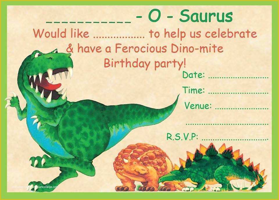 Dinosaur Birthday Invitation Template Free Of Boys Dinosaur theme Birthday Party Invitations Kids