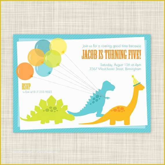 Dinosaur Birthday Invitation Template Free Of Dinosaur Invitations Etsy