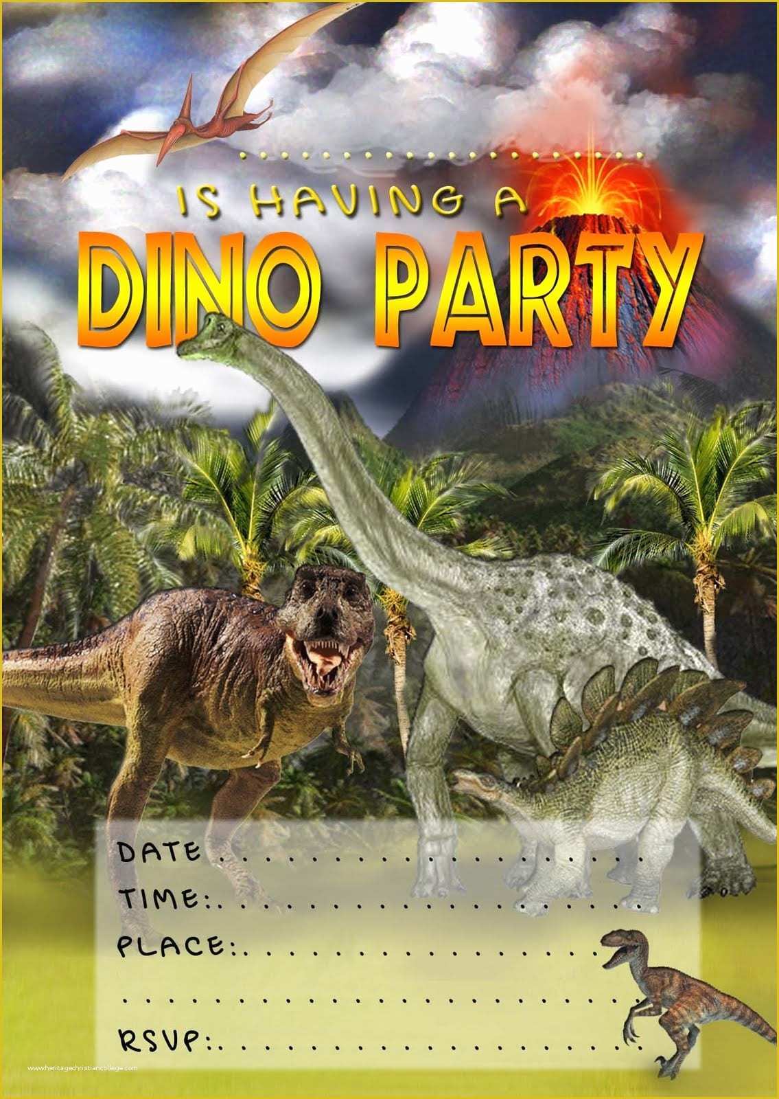Dinosaur Birthday Invitation Template Free Of Free Printable Dinosaur Birthday Invitation
