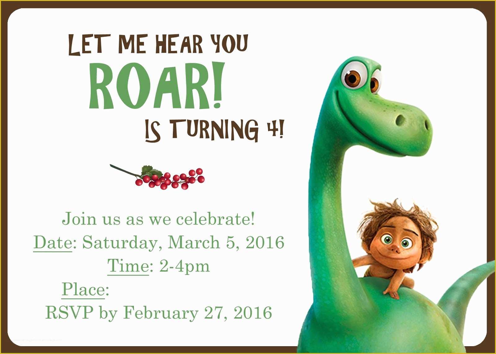 Dinosaur Birthday Invitation Template Free Of Mom S tot School the Good Dinosaur Birthday Party