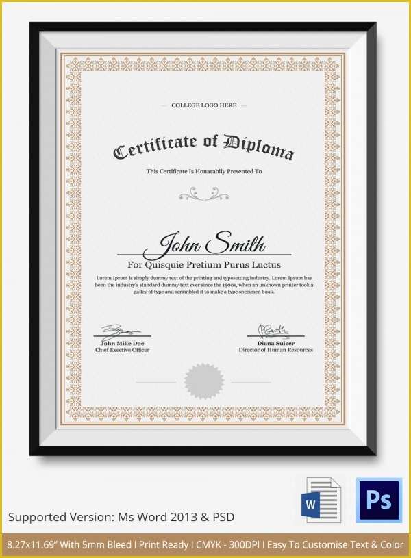 Diploma Certificate Template Free Download Of Diploma Certificate Template Free Download Invitation