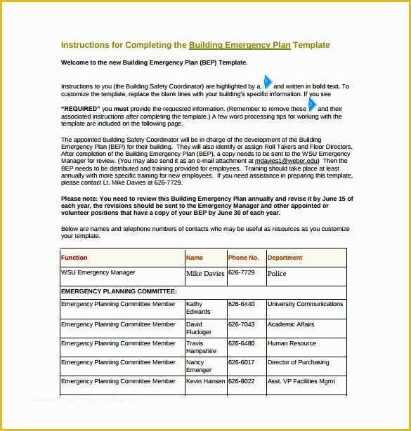 Disaster Plan Template Free Of 14 Emergency Plan Templates Free Sample Example