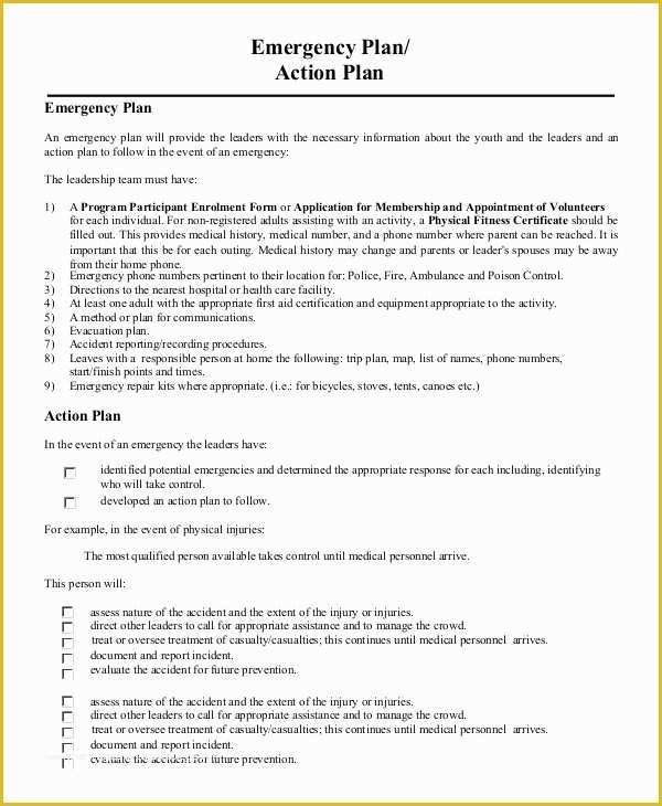 Disaster Plan Template Free Of 8 Sample Emergency Action Plans