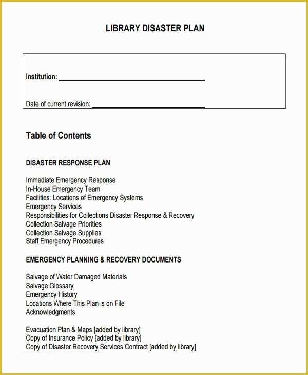 Disaster Plan Template Free Of 9 Disaster Plan Templates Free Sample Example format