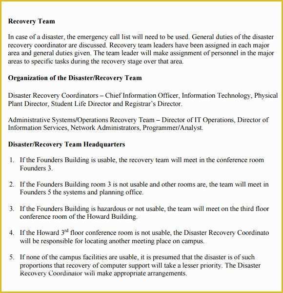 Disaster Plan Template Free Of 9 Disaster Recovery Plan Templates