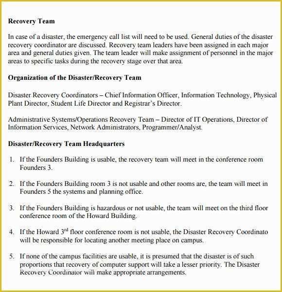 Disaster Plan Template Free Of 9 Disaster Recovery Plan Templates