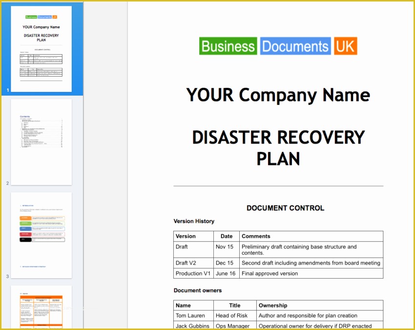Disaster Plan Template Free Of Disaster Recovery Plan Template Essential Cover