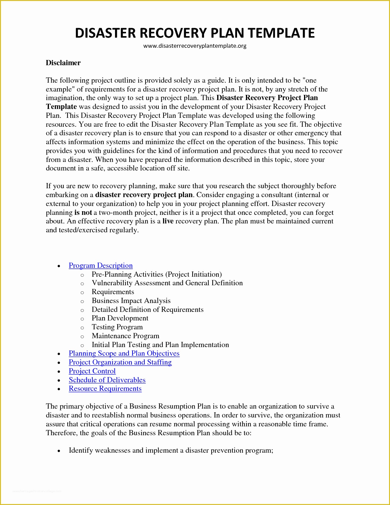 Disaster Plan Template Free Of Disaster Recovery Plan Template