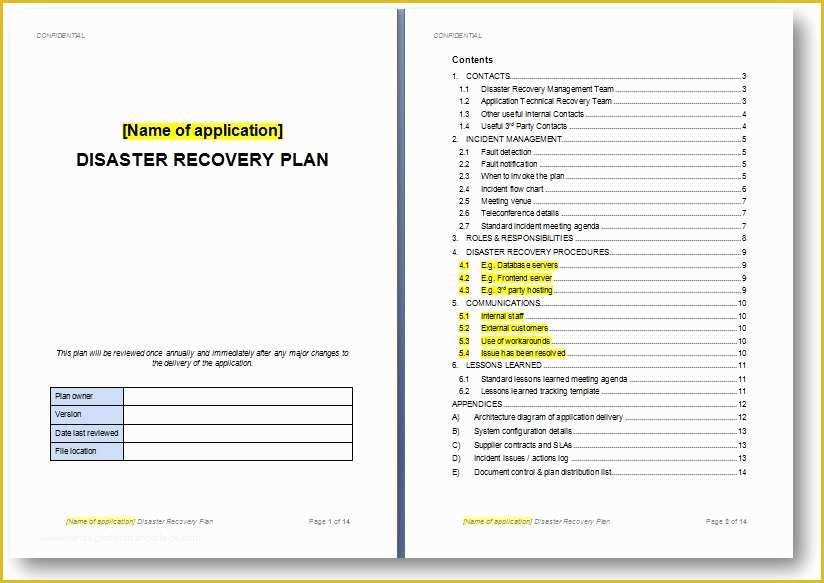 Disaster Plan Template Free Of Disaster Recovery Plan Template