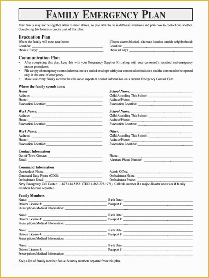 Disaster Plan Template Free Of Family Emergency Plan Every Needful Thing