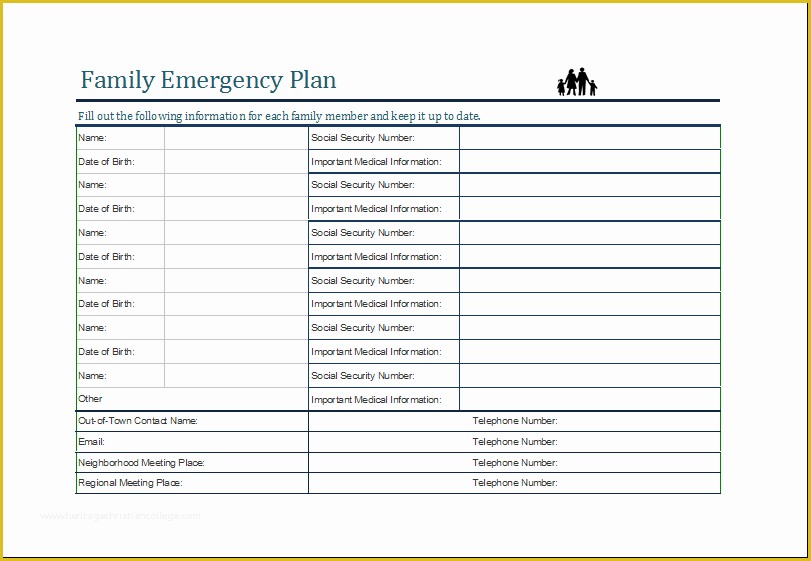 Disaster Plan Template Free Of Family Emergency Plan Sheet