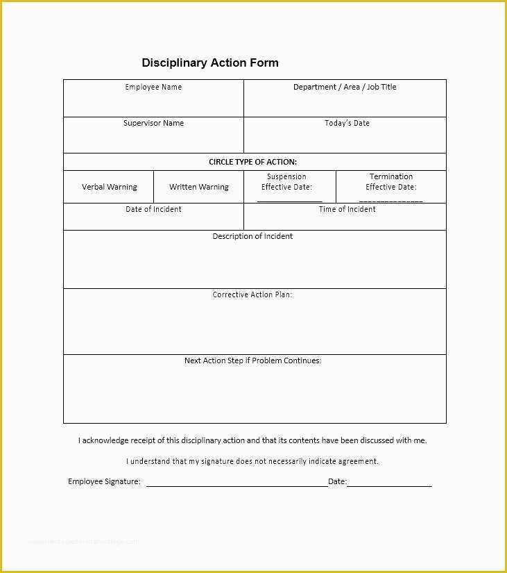 Disciplinary Action forms Free Template Of 40 Employee Disciplinary Action forms Template Lab