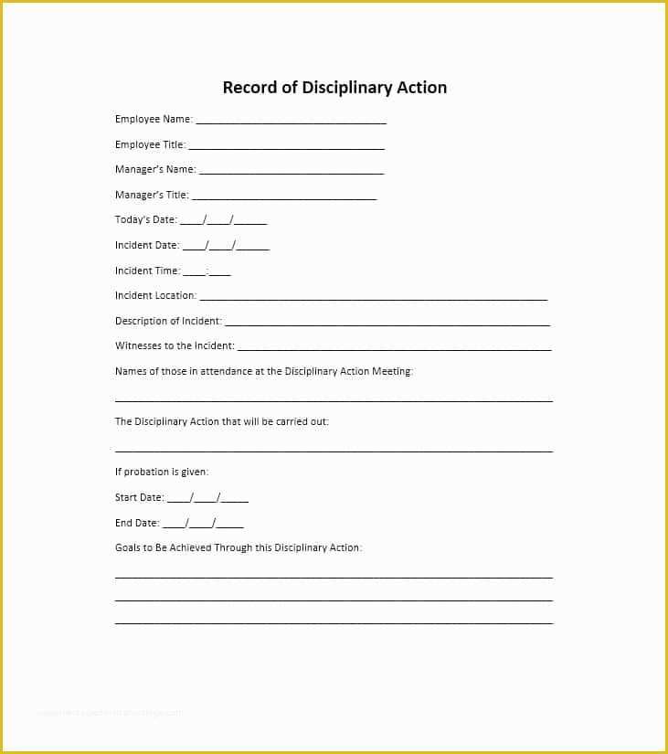 Disciplinary Action forms Free Template Of 40 Employee Disciplinary Action forms Template Lab