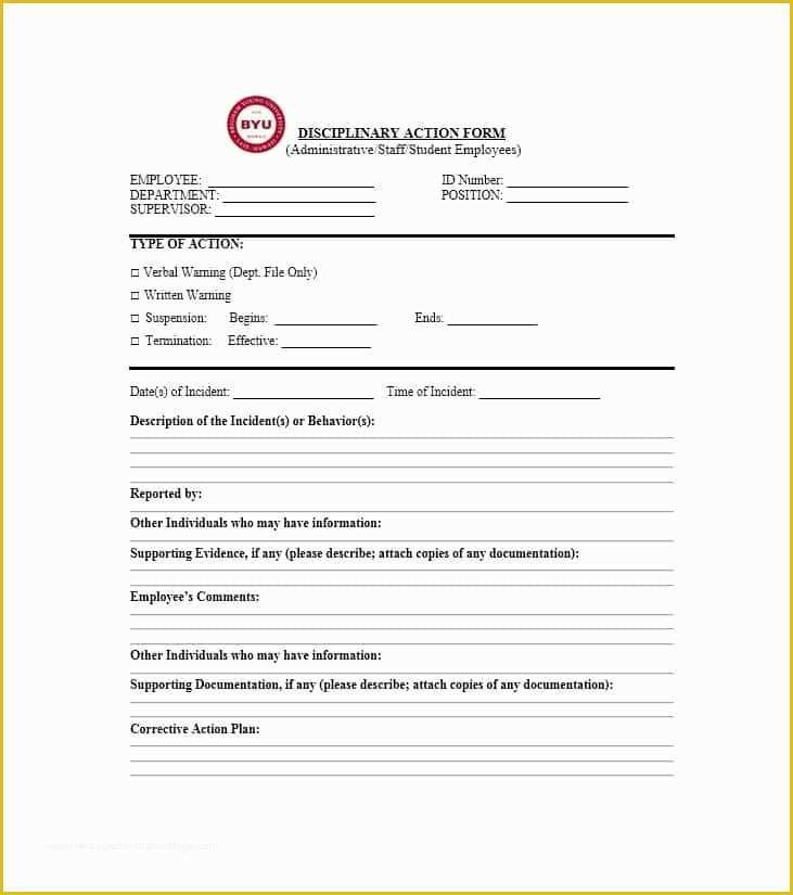 Disciplinary Action forms Free Template Of 40 Employee Disciplinary Action forms Template Lab