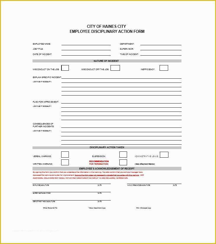 Disciplinary Action forms Free Template Of 40 Employee Disciplinary Action forms Template Lab