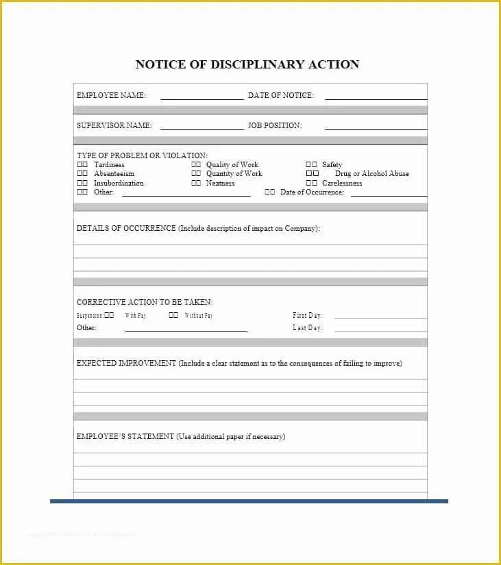 Disciplinary Action forms Free Template Of 40 Employee Disciplinary Action forms Template Lab