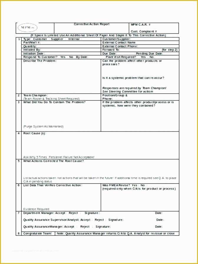 Disciplinary Action forms Free Template Of Customer Plaint Register Template Corrective Action