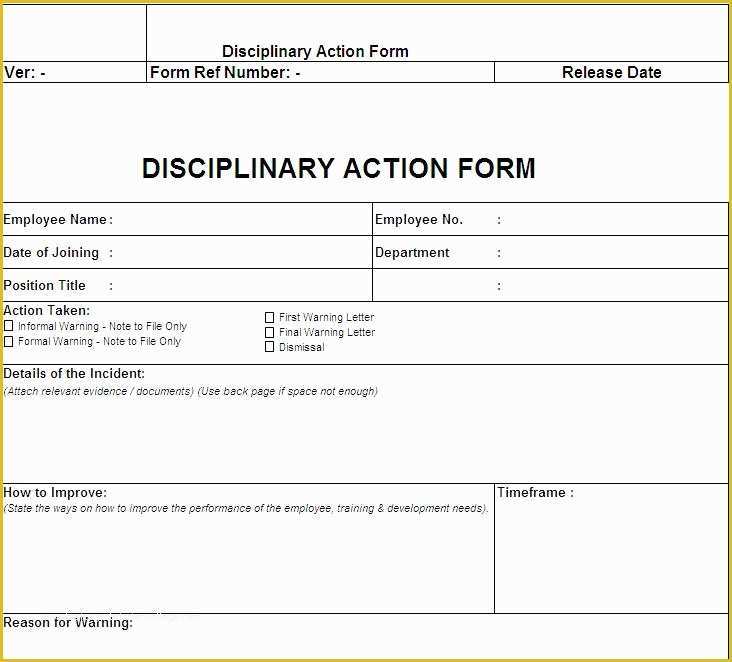 Disciplinary Action forms Free Template Of Disciplinary Action form