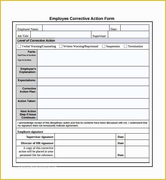 Disciplinary Action forms Free Template Of Sample Corrective Action Plan Template 14 Documents In