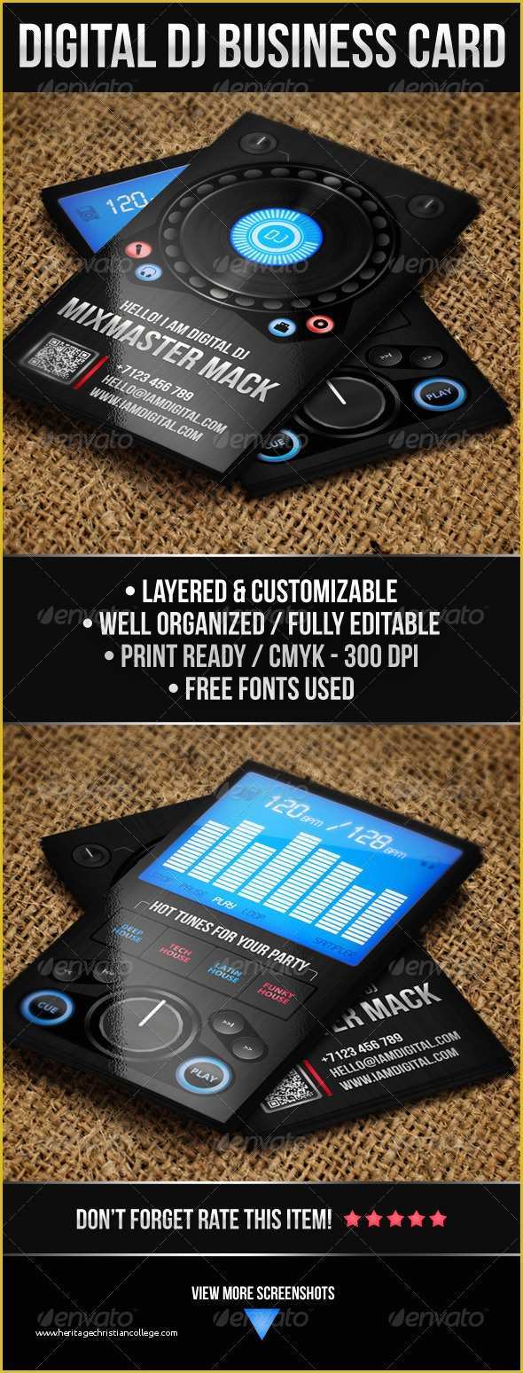 Dj Business Cards Templates Free Of Digital Dj Business Card