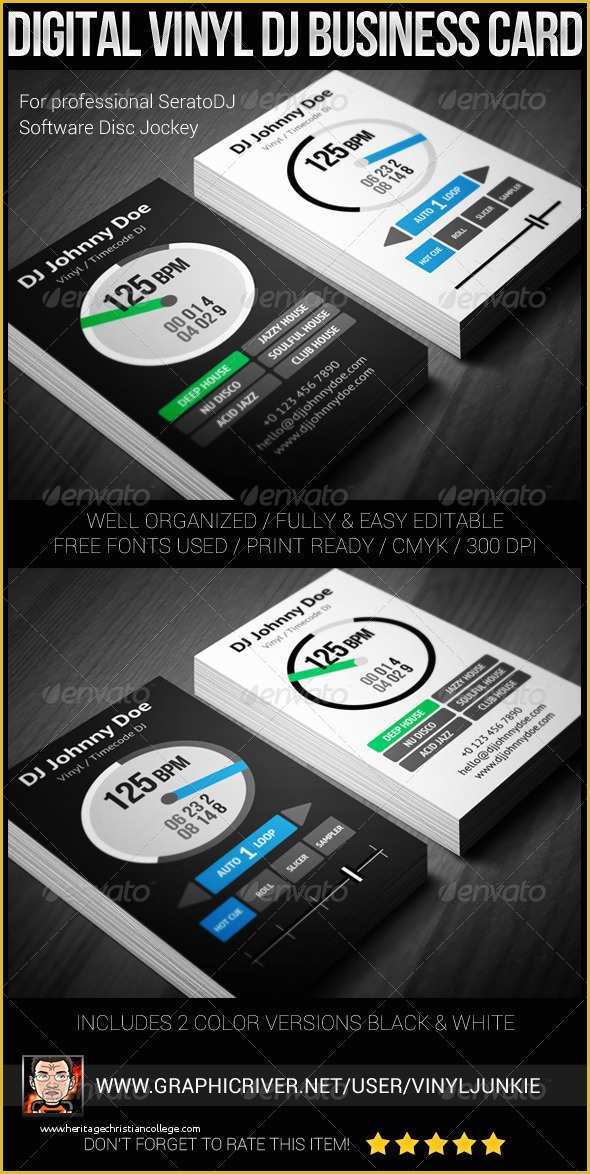 Dj Business Cards Templates Free Of Digital Vinyl Dj Business Card