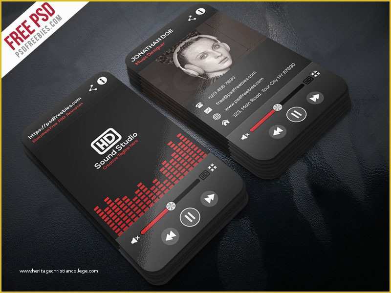 Dj Business Cards Templates Free Of Free Psd Music Player Style Business Card Template Psd