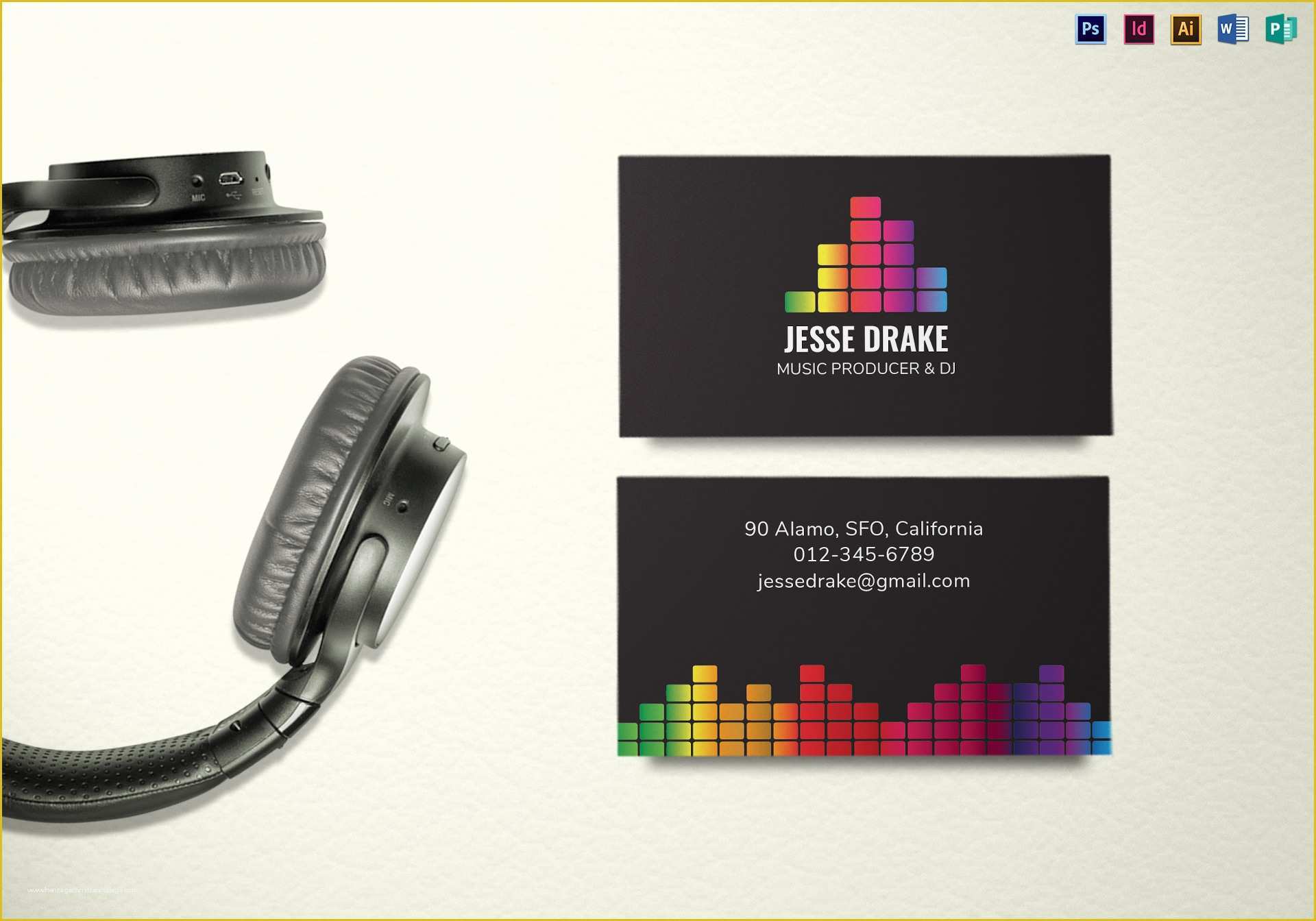 Dj Business Cards Templates Free Of Music Producer and Dj Business Card Template In Psd Word