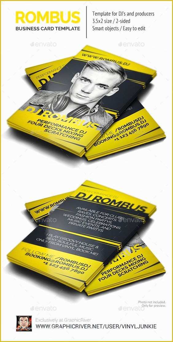 Dj Business Cards Templates Free Of Rombus Dj Business Card