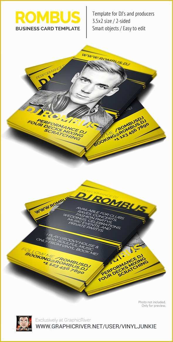 Dj Business Cards Templates Free Of Rombus Dj Business Card Psd Template by Iamvinyljunkie