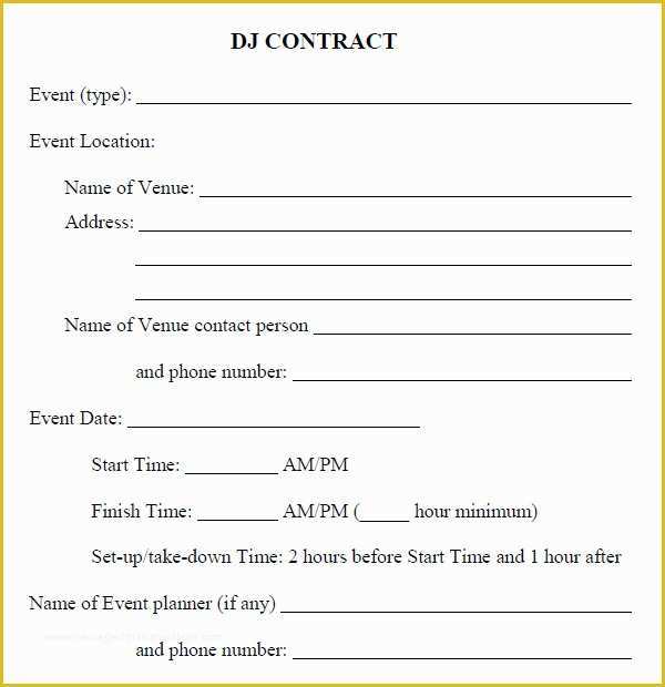 Dj Contract Template Free Of 16 Sample Best Dj Contract Templates to Download