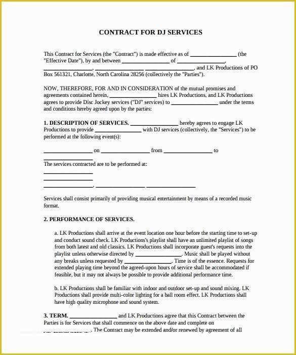 Dj Contract Template Free Of 16 Sample Best Dj Contract Templates to Download